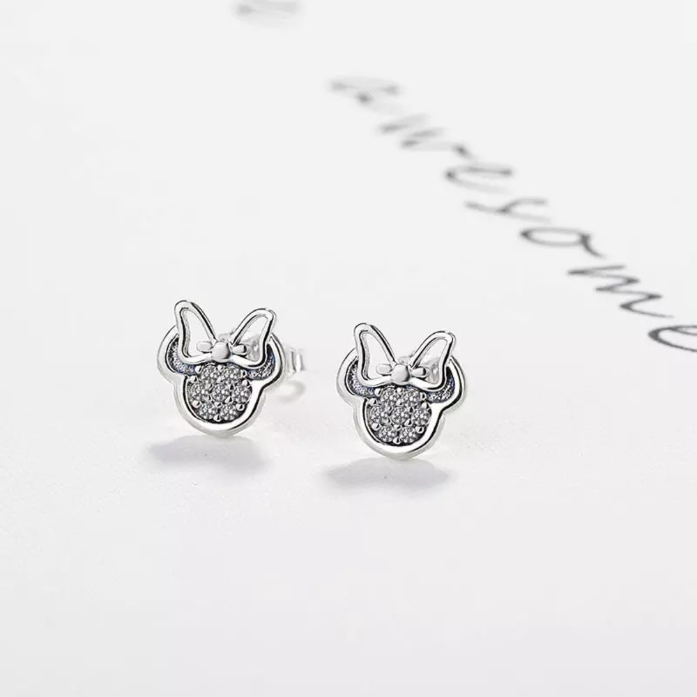 Minnie Mouse Stud Earrings with CZ